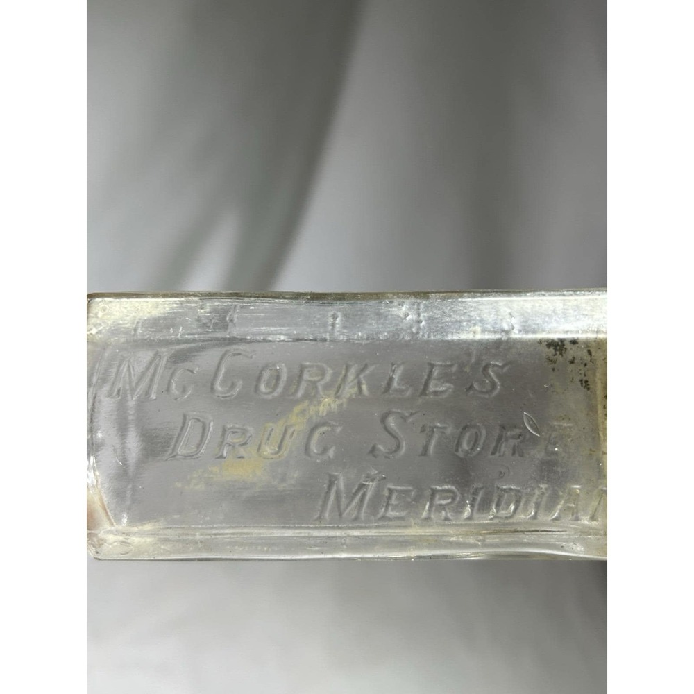 Vintage McCorkle's Drug Store Meridian Mississippi Medicine Glass Bottle